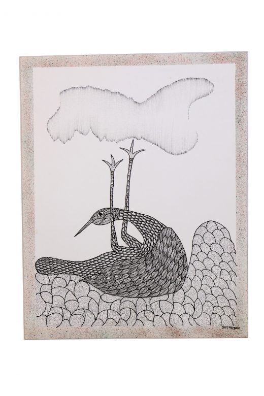 Handcrafted White Gond Paper Painting