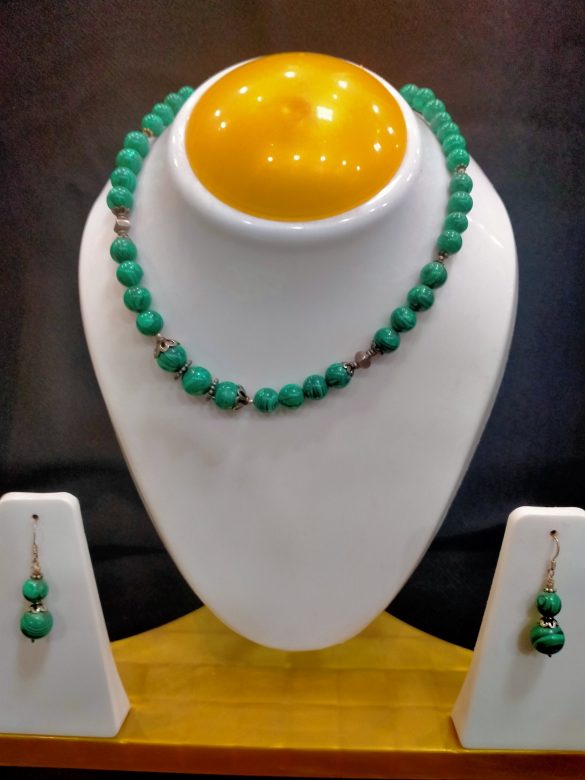Green Omex & Silver Necklace