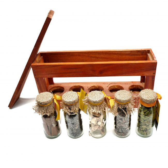 Wooden Spices Combo Box (450 Grams)