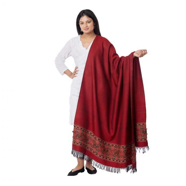 Handwoven Red Angoora Wool Shawl