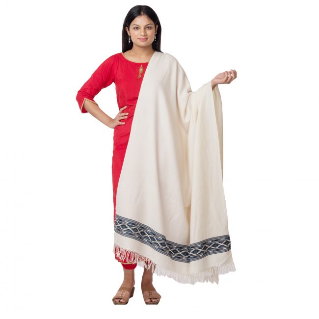 Angoora Silk White Shawl