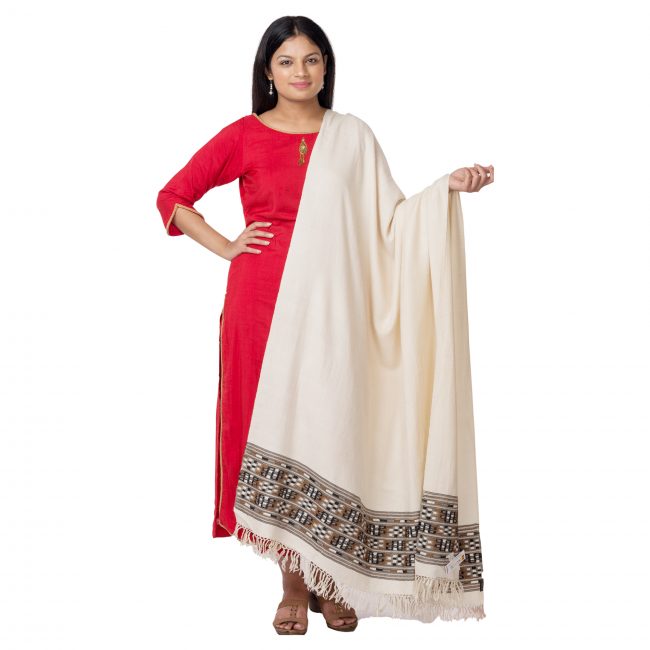 handwoven Wool White Shawl