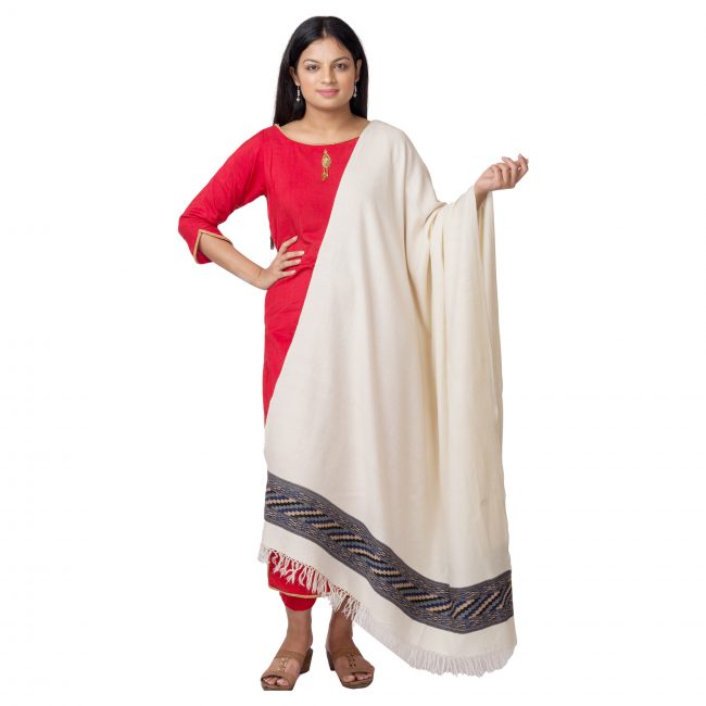 Angoora Silk White Shawl