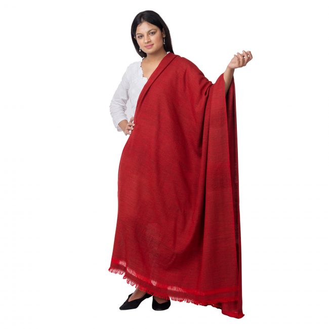 Handwoven Red Angoora Wool Shawl