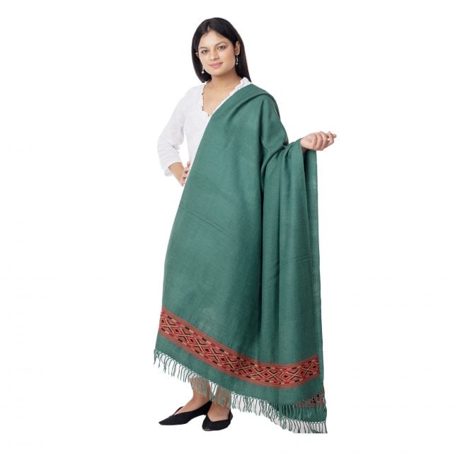 Kinnouri Wool Green Shawl