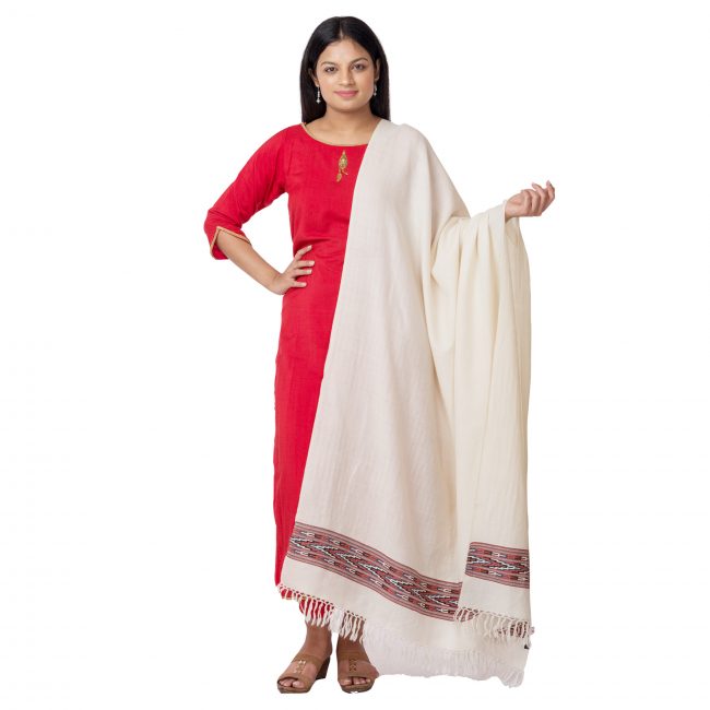 Kinnouri Wool White Shawl