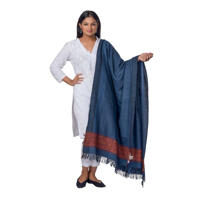 Handwoven Sheep Woolen Blue Shawl