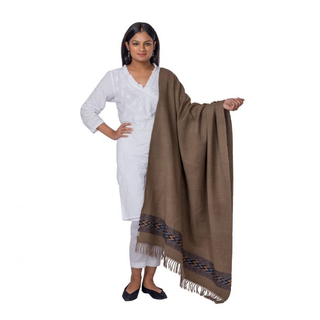 Handwoven Yak Wool Brown Shawl