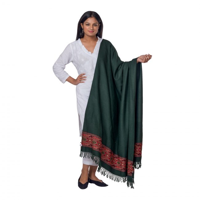 Handwoven Sheep Woolen Green Shawl