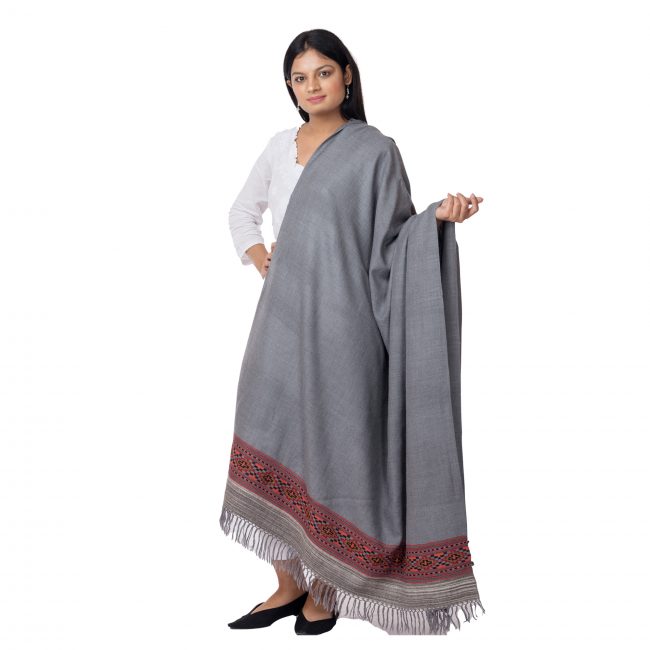 Handwoven Pure Wool Grey Shawl