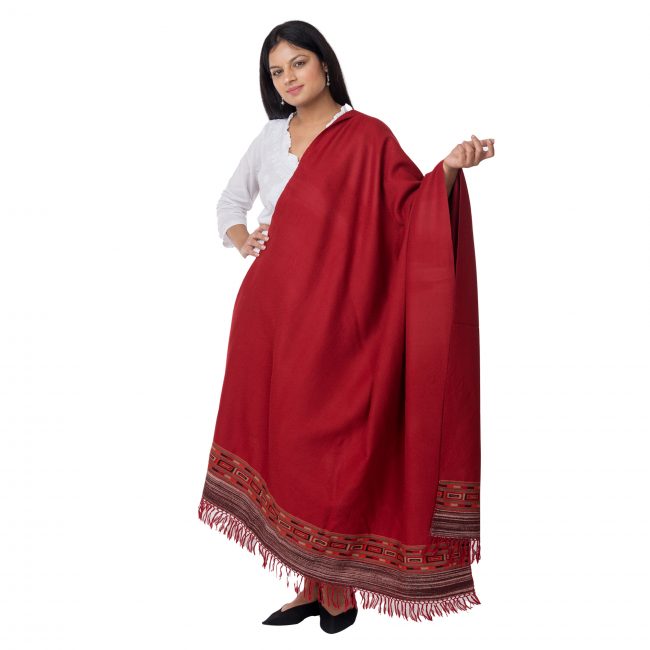 Yak Wool Maroon Shawl