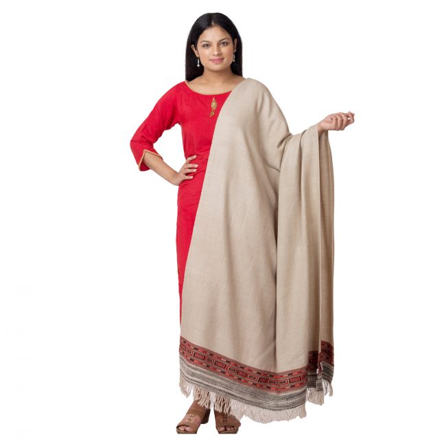 Yak Wool White Shawl