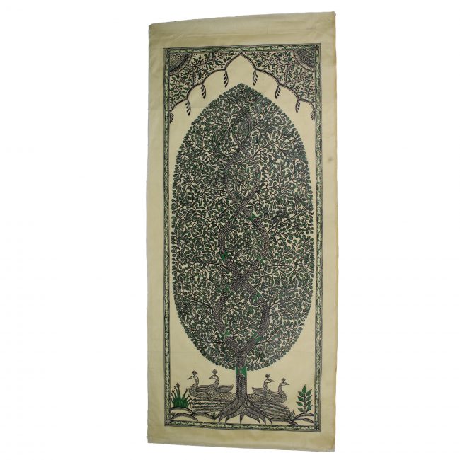 Saura Tussar Silk Tree Multicolor Painting (18*44 Inch)