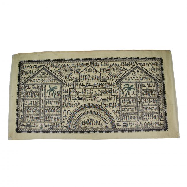Saura Tussar Silk Multicolor Painting (18*36 Inch)