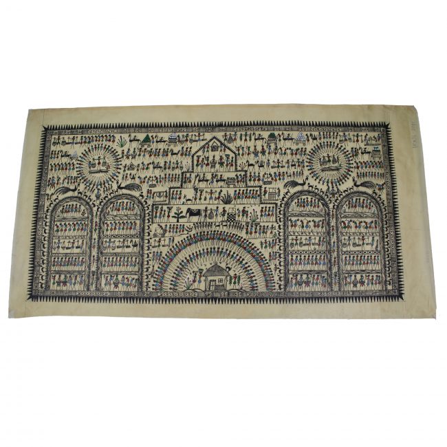 Saura Tussar Silk Multicolor Painting (18*36 Inch)