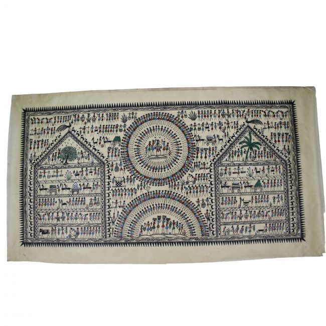 Saura Tussar Silk Multicolor Painting (18*36 Inch)