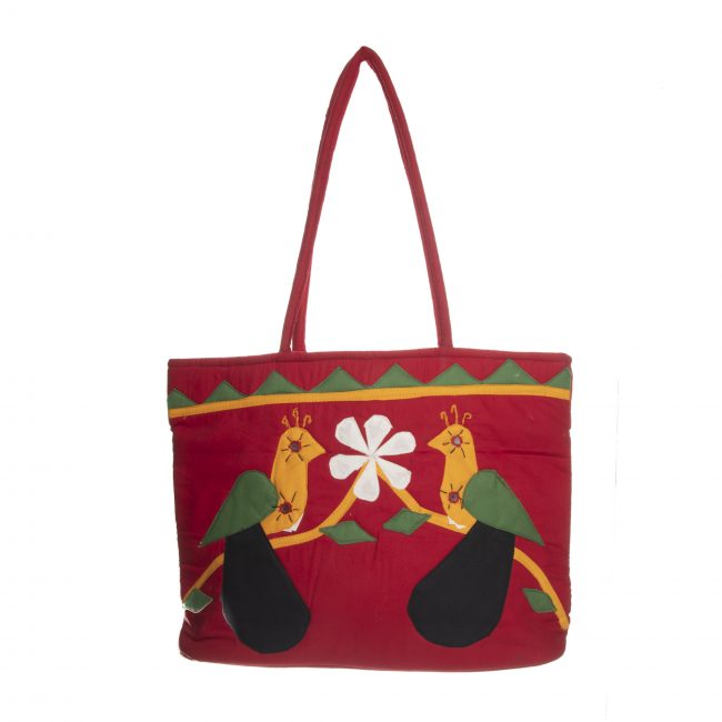 Tribes India Gote And Peacock Design Shopping Bag
