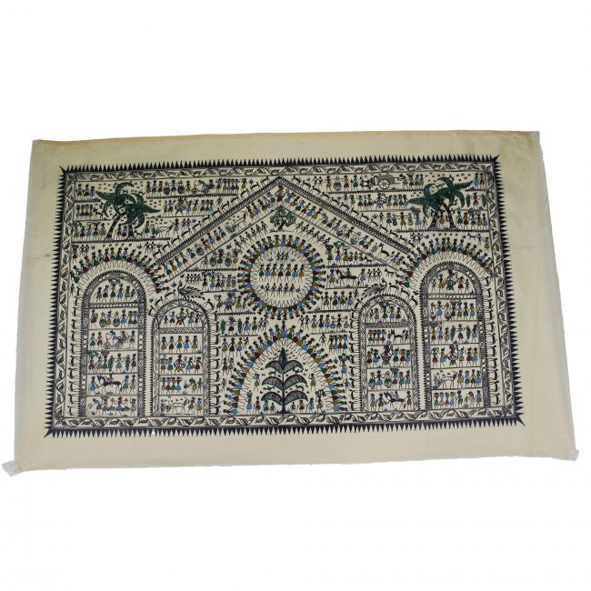 Saura Tussar Multicolor Painting (18*30 Inch)