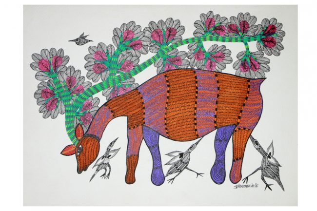 Handmade Gond Paper Multicolor Painting