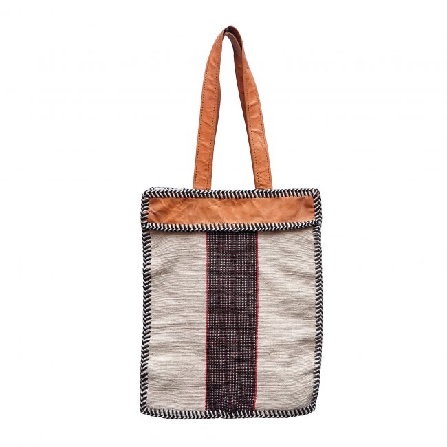 Heritage Craft Jute College Bag with Braided Leather Handle – Handcrafted Eco Utility | Tribes India