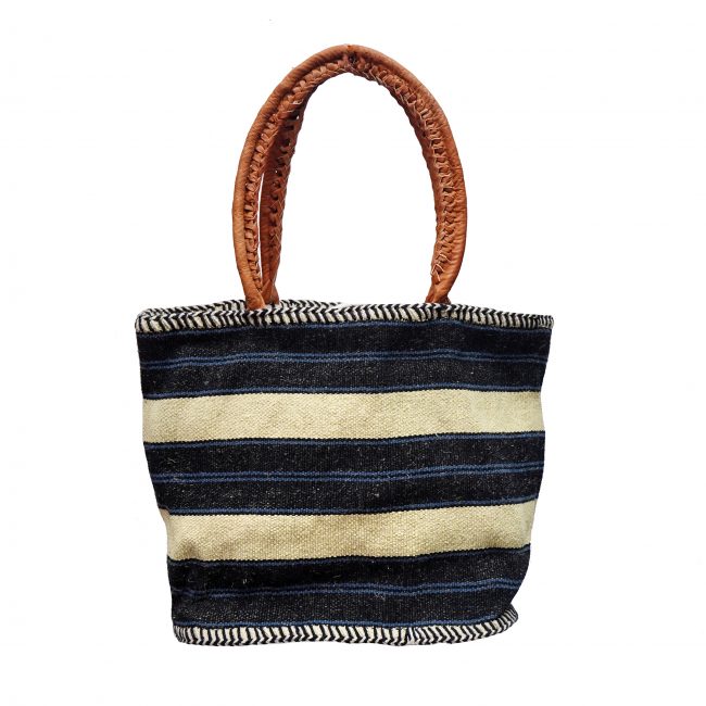 Handcrafted Jute Round Bag (Small) with Leather Handle – Eco-Friendly Tribal Fashion | Tribes India