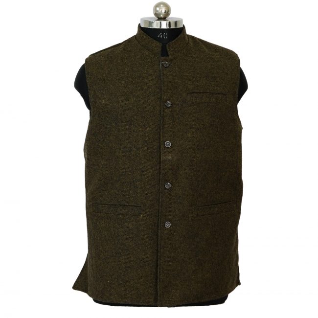 Handloom Woolen Plain Waist Coat (44)