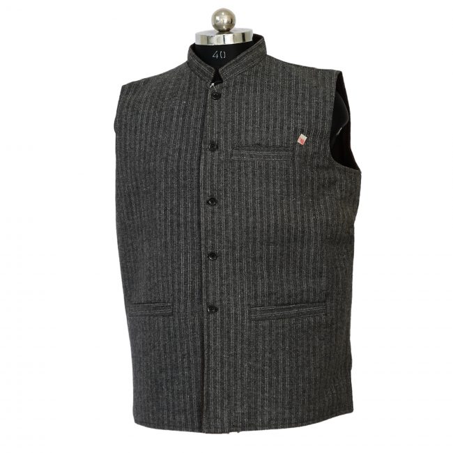 Handloom Woolen Strip Waist Coat (44)