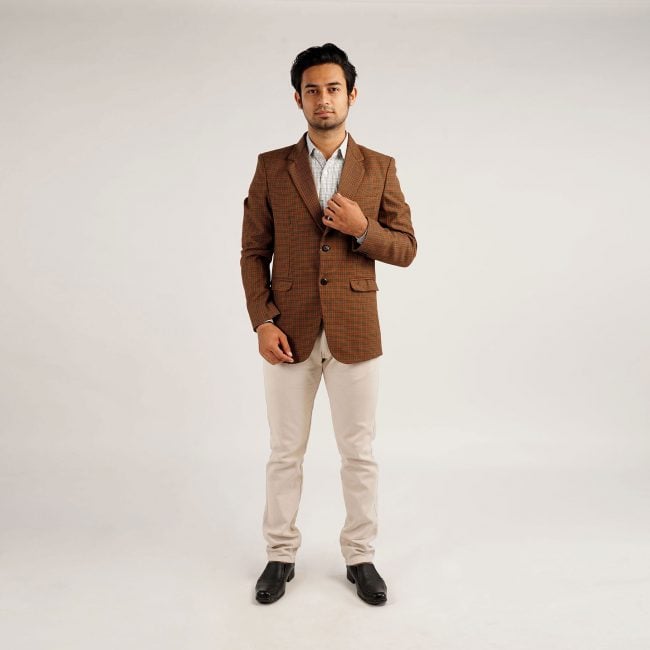 Handloom Woolen Checks Coat - 40