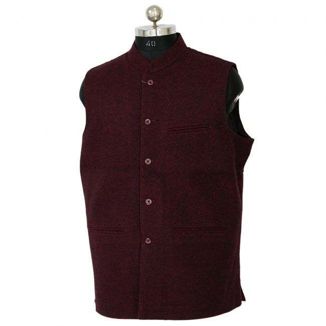 Handloom Woolen Twill Weave Waist Coat (44)