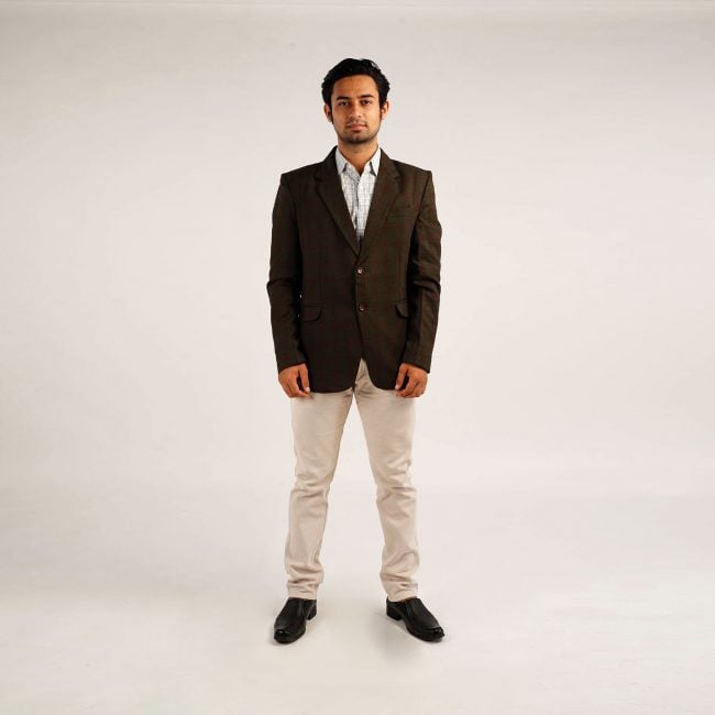 Handloom Woolen Checks Coat - 42