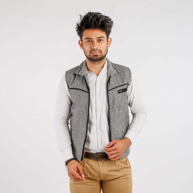 Handloom Woolen Twill Weave Half Jacket - 36