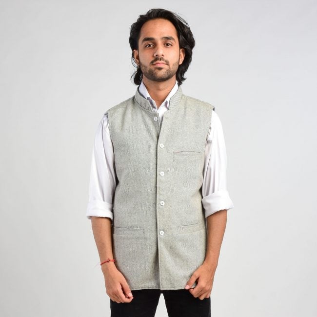 Handloom Woolen Twill Weave Waist Coat