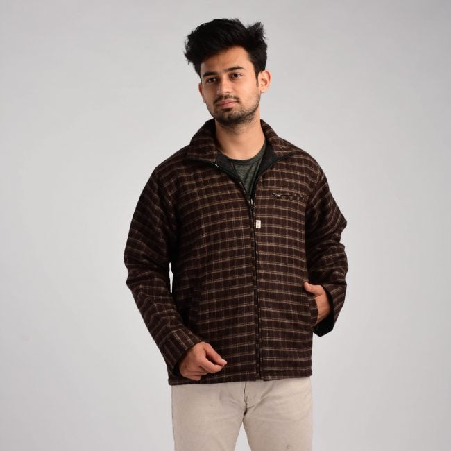 Handloom Woolen Checks Jacket