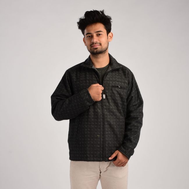 Handloom Woolen Checks Jacket - 38