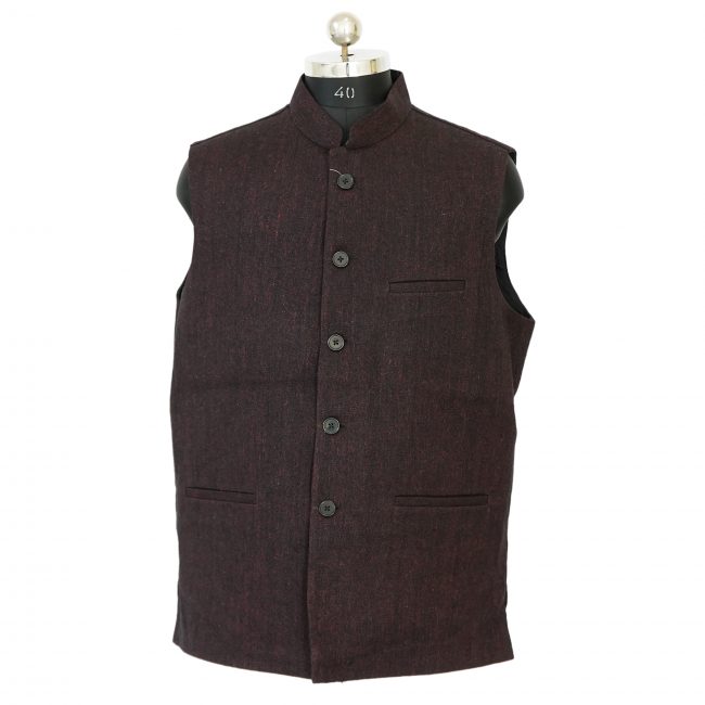 Handloom Woolen Plain Waist Coat (44)