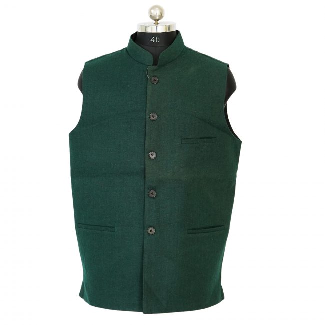 Handloom Woolen Plain Waist Coat (44)