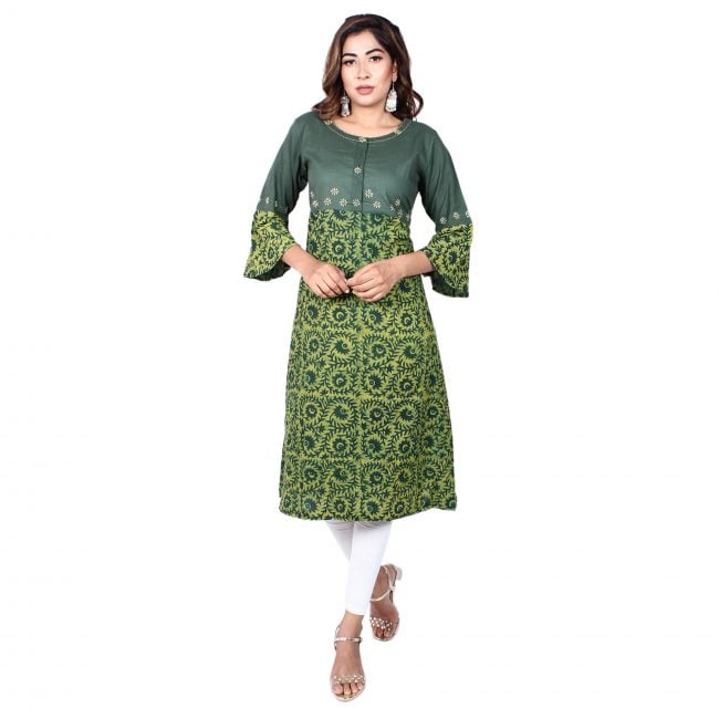 Cotton Block Print Round bottom Kurta - M