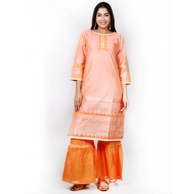 Chanderi Kurta With Palazzo - M