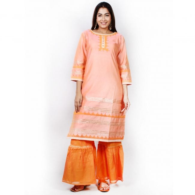 Chanderi Kurta With Palazzo - S