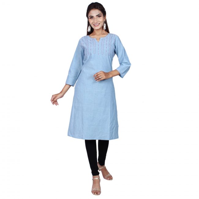 Cotton Mangalgiri with Kantha Kurta - XXL