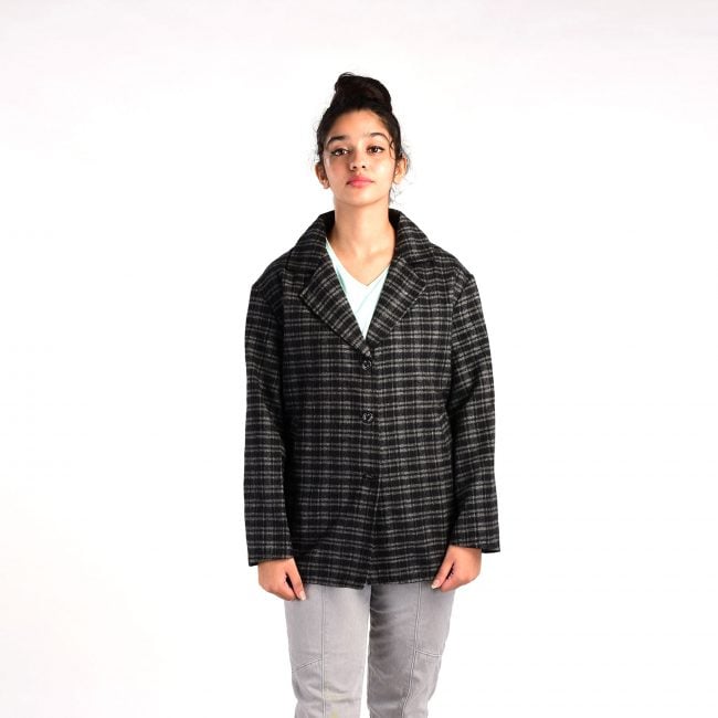 Handloom Woolen Checks Short Coat
