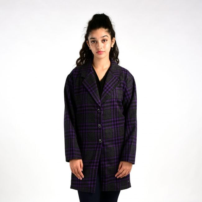 Handloom Woolen Checks Long Coat