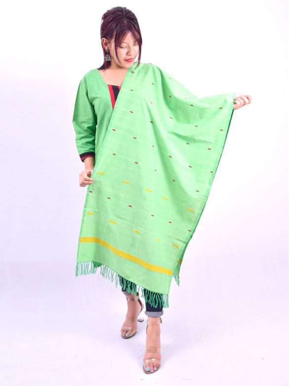 Handwoven Pure Cotton Stole ( Light Green)