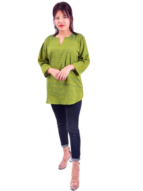 Handwoven Pure Cotton Top Green (XXL)