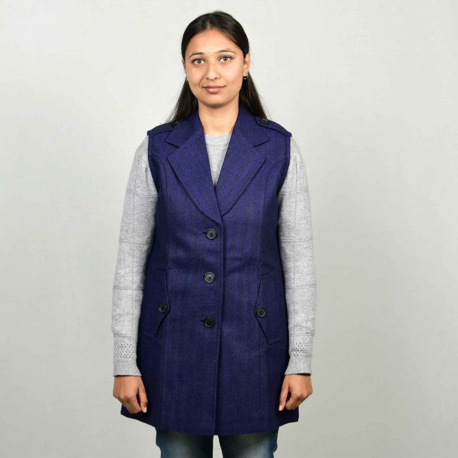 Handloom Woolen Plain Coat - 36