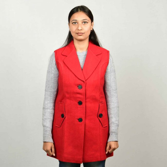 Handloom Woolen Plain Coat - 36
