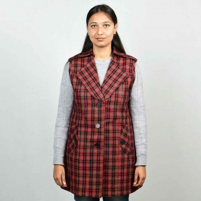 Handloom Woolen Plain Coat - 38