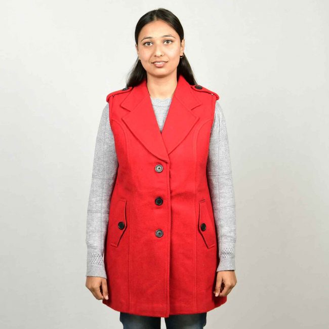 Handloom Woolen Plain Coat - 38