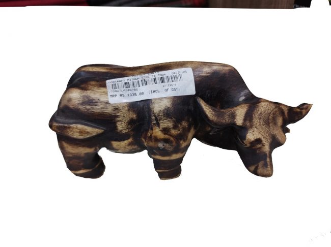 Wooden Replica of Mithun Bull Size (10 Inch)