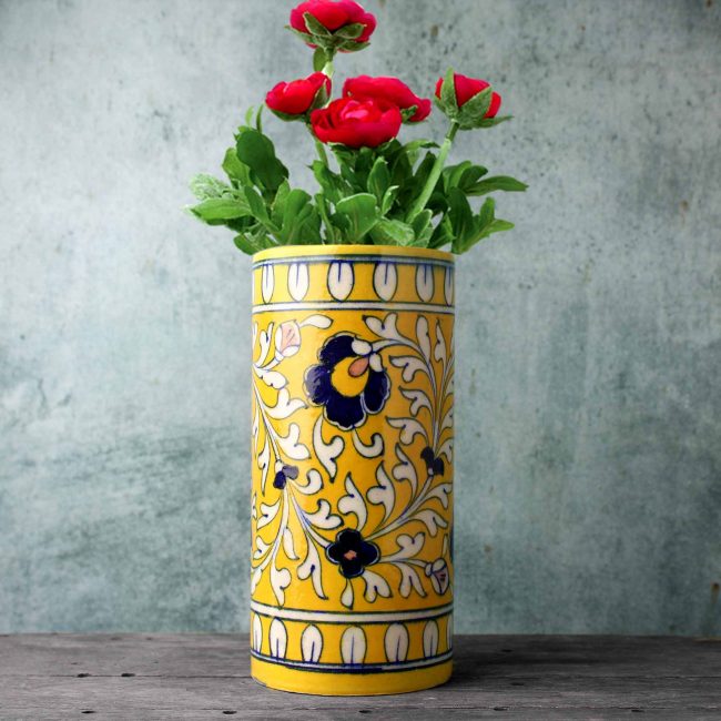Handcrafted Yellow Ceramic Flower Pot